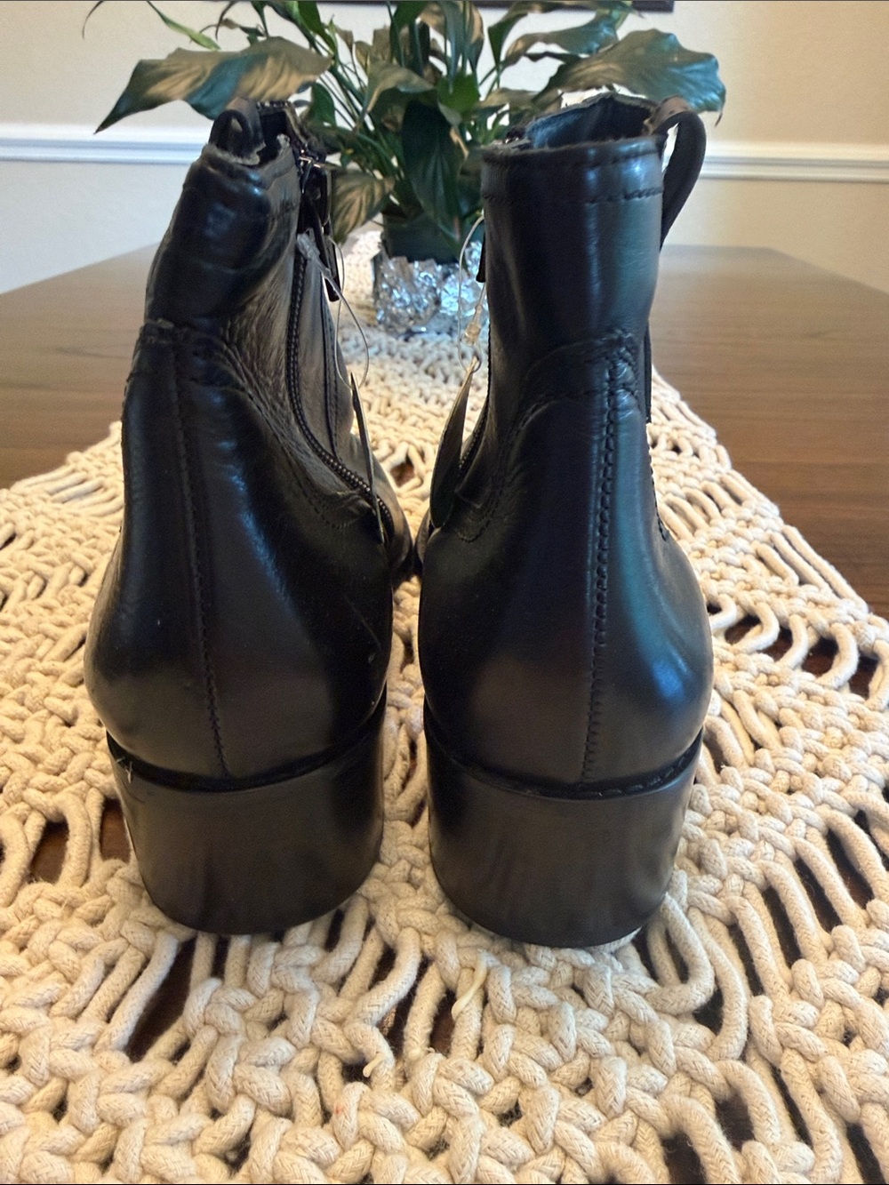 Paul Green Black Leather Pointed Ankle Booties with Side Zipper - Picture 4 of 10